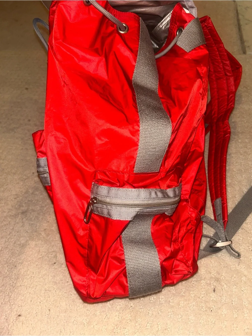 Lesportsac Voyager Red Backpack with Gray Trim